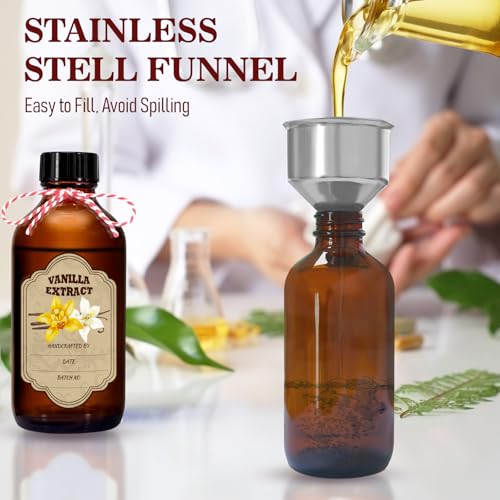 12 Pack 4oz Amber Glass Vanilla Extract Bottles with Lids