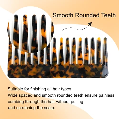 TaShow Wide Tooth Detangling Comb 2-Pack for Curly Hair