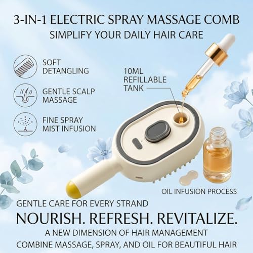 Electric Spray Detangling Brush with Mist & Massage - USB-C