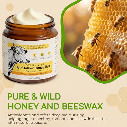 Grass-Fed Beef Tallow Face Moisturizer with Raw Honey - 4.2 OZ