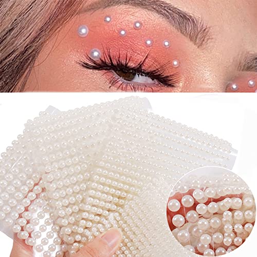 Pearl Rhinestone Stickers for Eyes, Face & Nails - 4 Sizes