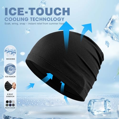 Justrideon 3-Pack Cooling Skull Cap Breathable 3D Honeycomb Mesh – Black