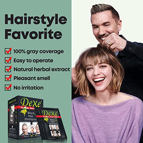 Dexe Instant Black Hair Dye Shampoo for Men & Women - 10 PCS