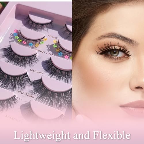 Profusion Cosmetics Petal Perfect Garden Glamour 5 Pair Faux Mink Lash Set, Featuring 5 Lash Styles, Wispy Eyelashes to Achieve Eye Catching Look