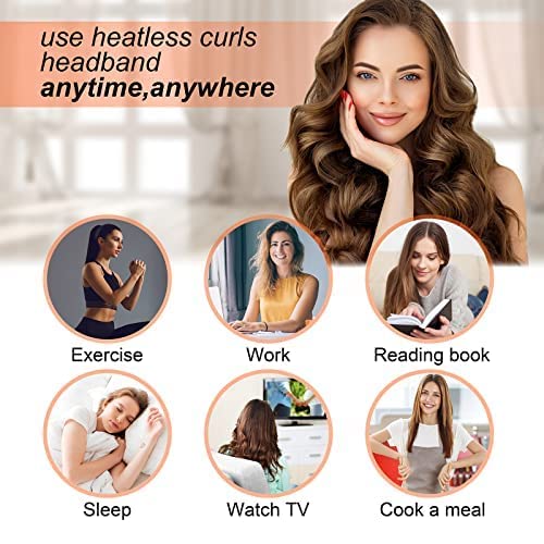 CORATED Overnight Curling Headband, Heatless Hair Rollers Kit for Long and Medium Hair, No Heat Hair Styling Soft Curlers to Sleep In, Gifts for Women