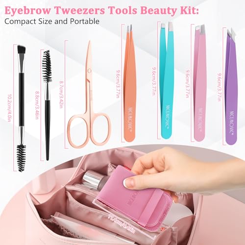 NICEMOVIC 7-Piece Eyebrow Tweezers Set for Women