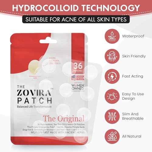 Zovira Original Spot Patches - Advanced Blemish Patches with Niacinamide, Tea Tree & Neem Oil (36ct) for Day & Night Use