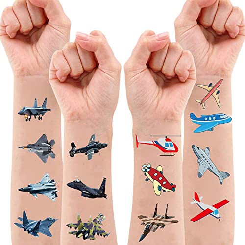 Fighter Jet Temporary Tattoos for Kids - 20 Sheets