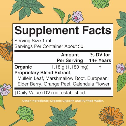 MARYRUTH'S Organic Mullein Leaf Respiratory Drops – 1 Fl Oz