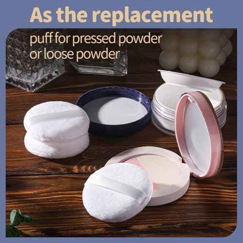 Teenitor 3pcs Setting Powder Puff 2.36 Inch, Soft Applicator for Loose and Pressed Powder, Face Makeup Puff With Cases