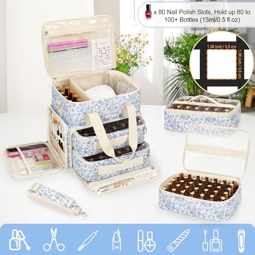 Relavel Nail Polish Organizer Bag - Holds 80-100 Bottles