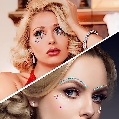 Face Gems Stickers - 9 Sheets Self-Adhesive Jewels for Makeup
