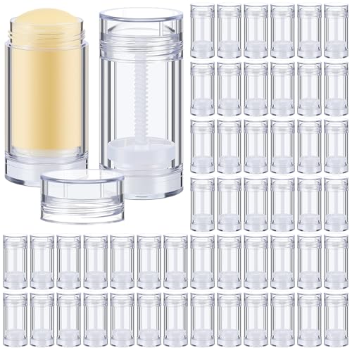 50 Pcs 30 ml Empty Deodorant Containers Twistup Filling Stick Plastic Deodorant Container Refillable Bottles Bottomfill Round Lip Balm Tubes Cylinder for Homemade DIY Lip Balm (Clear)