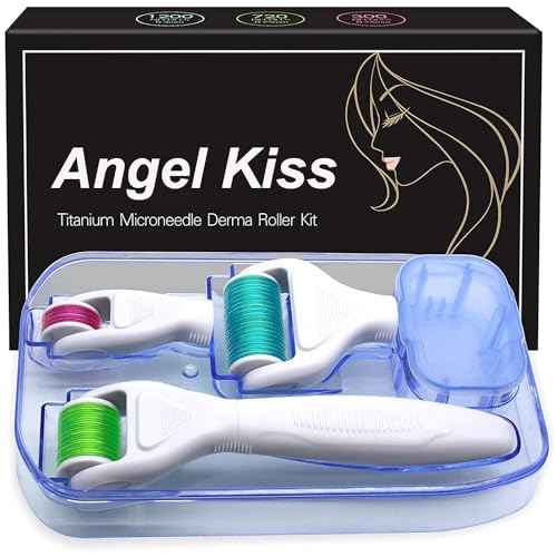 Derma Roller for Face, Body, Scalp, Beard - Angel Kiss 4 in 1 Titanium Microneedling Roller Set