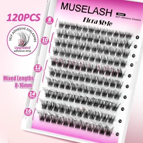 Self Adhesive Lash Clusters Kit - 120pcs Pre Glued Eyelash Extensions