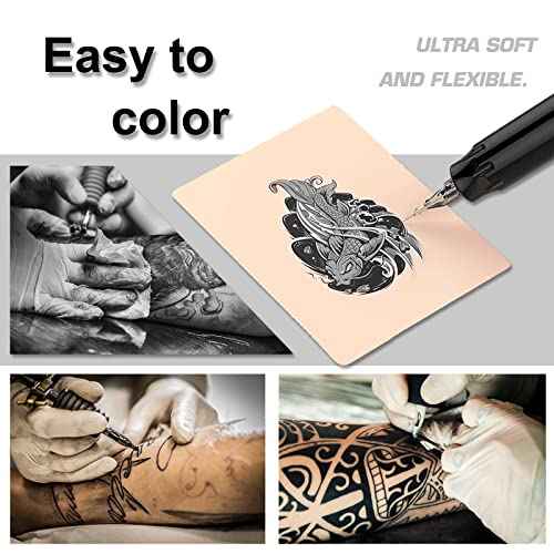 Combofix 20Pcs Tattoo Practice Skin Kit - 1mm Double Side Blank Tattoo Skin 10Pcs Transfer Paper 10Pcs, Practice Kit Including Fake Skin Stencil Paper for Beginners, Artists, Tattooing Supplies