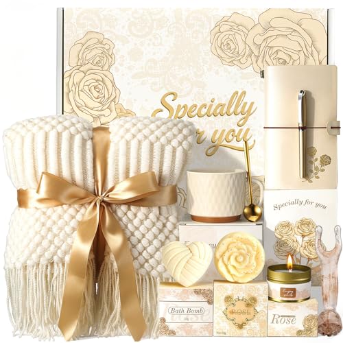 10-Piece Self Care Gift Set for Women with Blanket & Candle