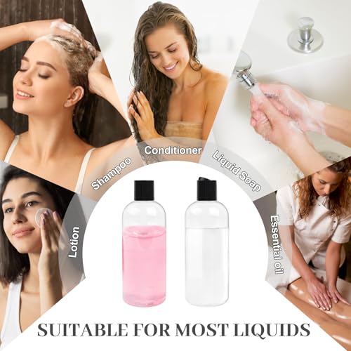 16 oz Clear Plastic Squeeze Bottles, 2-Pack | Leak-Proof Travel Containers