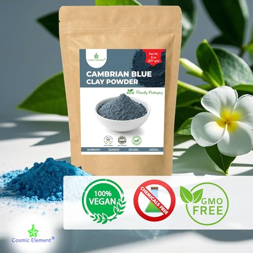 Cosmic Element Cambrian Blue Clay Mask Powder | Blue Cambrian Clay from Russia for Face, Hair & Body | Natural Blue Clay Mask for Exfoliating & Detoxifying Care | Gentle Mineral Formula (8 oz)