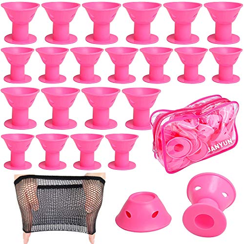 JANYUN 40 Pcs Silicone Heatless Hair Rollers Set - Soft Sleep-In Curlers