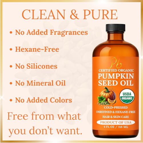 Organic Pumpkin Seed Oil for Hair & Face, 4 Fl Oz