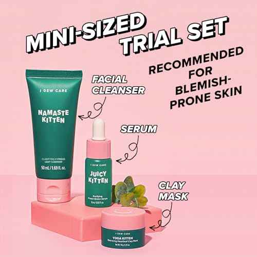 I DEW CARE Blemish Heartleaf Skincare Set - Kitten My Balance On | Foam Cleanser & Wash-off Mask & Serum, Gentle Skincare, Soothe & Balance, Stocking Stuffers, Gift For Girls, Teen Girls Skin Care Kit