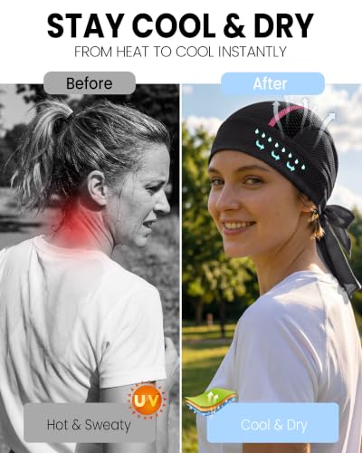 GXCROR Cooling Skull Cap Durag Bandana - Sweat-Wicking Head Wrap for Cycling & Running