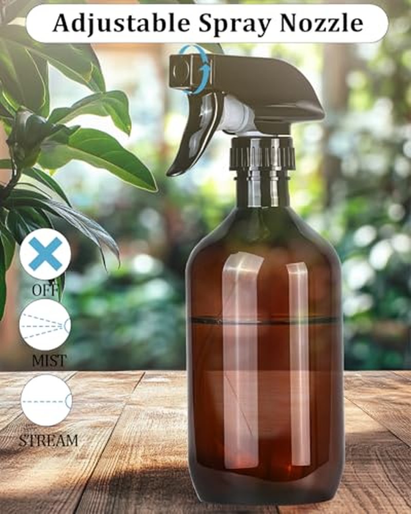 360° Spray Bottles 2-Pack, 16 oz Adjustable Nozzle, Leak-Proof