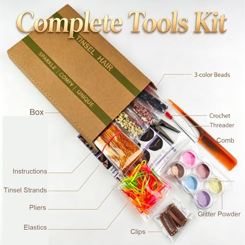 Celinabella Galaxy Pink Hair Tinsel Kit - 6 Packs, 1500 Strands, 48"
