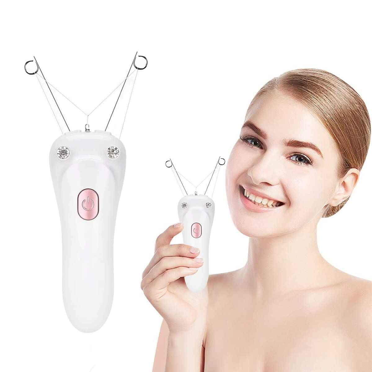 Facial Hair Remover, Electric Women Cordless Facial Threading Epilator Ladies Beauty Hair Remover USB Rechargeable Facial Trimmer Cotton Threading Hair Shaver