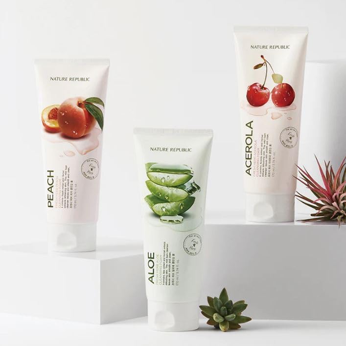Nature Republic Fresh Herb Acerola Cleansing Foam 170ml - Daily Face Wash with Acerola Extract - Suitable for All Skin Types - Variant: 1EA