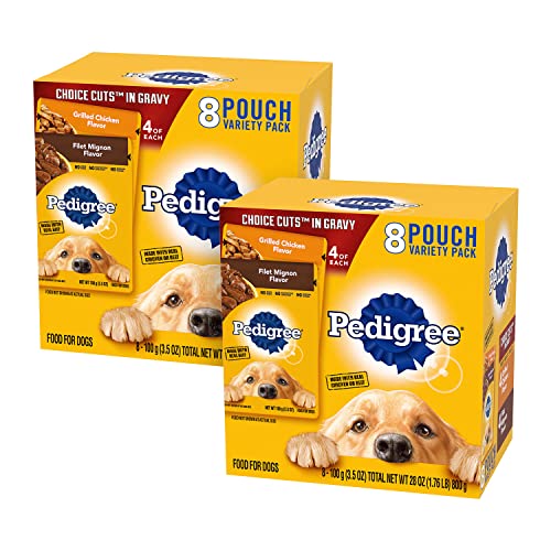 Pedigree Choice Cuts In Gravy Adult Soft Wet Dog Food 8-Count Variety Pack, 3.5 oz. Pouches (Pack of 2)