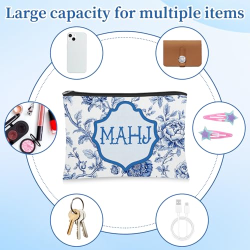 6 Pcs Mahjong Cosmetic Bag Gifts for Women Mahj Makeup Bag Zippered Pouch for Mah Jong Lover Player Birthday Party Supplies Friend Mom Grandma Mother's Day Lucky Gift(Chinese Mahjong)