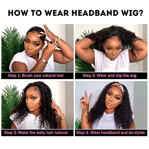 Celiarita Deep Wave Headband Wig 18" Human Hair