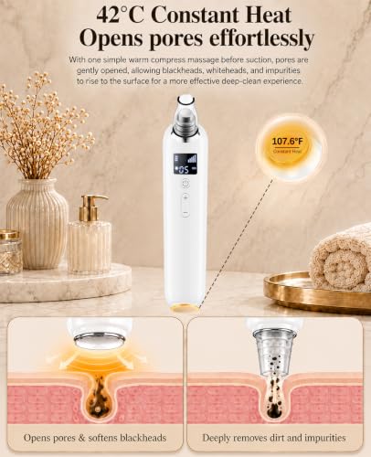 JICICUXI Blackhead Remover Vacuum with Heating & 5 Suction Levels