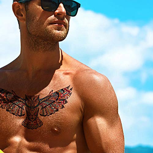 Large Owl Temporary Tattoos - 4 Sheets Waterproof Body Art Stickers