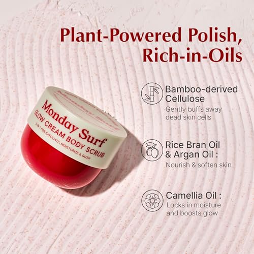 K Body Scrub Cream with Glycolic Acid ? Moisturizing Vanilla floral Scent Exfoliating Scrub for Shaving Prep & Bumpy Skin ? Vegan, Microplastic-Free, 9.5 oz