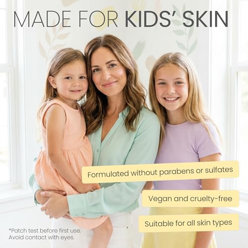 Skincare Set for Kids - Gentle Facial Wash, Unscented Soothing Toner and Cream - Natural Skin Care for Boys and Girls with Aloe Vera and Vitamin C - Vegan, Paraben-Free - Award-Winning - Ages 6-12