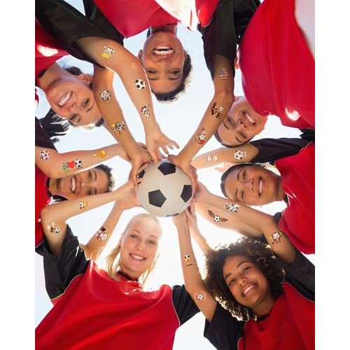 216 Pieces Cute Soccer Temporary Tattoos Stickers,20 Sheets Soccer Themed Tattoos Stickers Party Decoration Supplies Party favors for Kids Adults