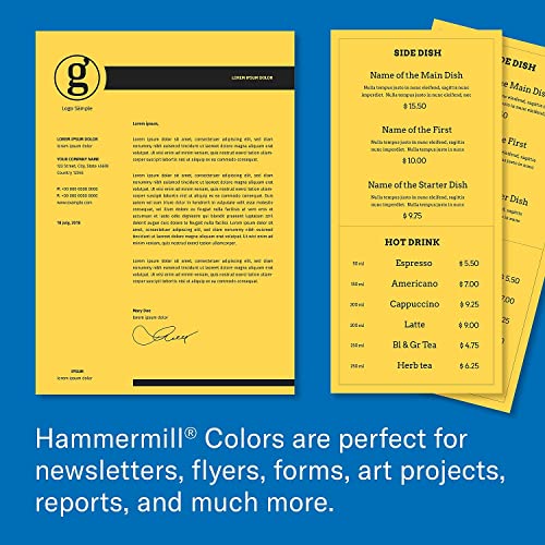 Hammermill Colored Paper, 20 lb Goldenrod Printer Paper, 8.5 x 11-1 Ream (500 Sheets) - Made in the USA, Pastel Paper, 103168R