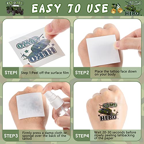 144 Camouflage Temporary Tattoos Military Party Favors