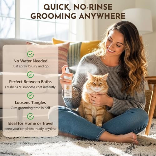 Cat Detangler Spray for Matted Fur & Grooming - Soothes & Hydrates