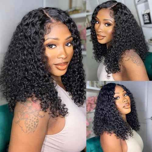 Short Bob Wigs 13x4 Deep Curly Lace Front Wigs Human Hair For Black Women 250 density Glueless HD Lace Front Wigs Human Hair Pre Plucked with Baby Hair Natural Hairline 10 Inch¡¦