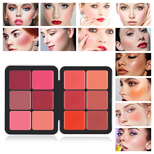 HOSAILY 12-Color Cream Blush Palette Waterproof Long Lasting Matte Face Makeup