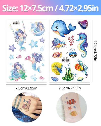 Glitter Tattoos for Kids - 120 Mermaid & Unicorn Temporary Tattoos