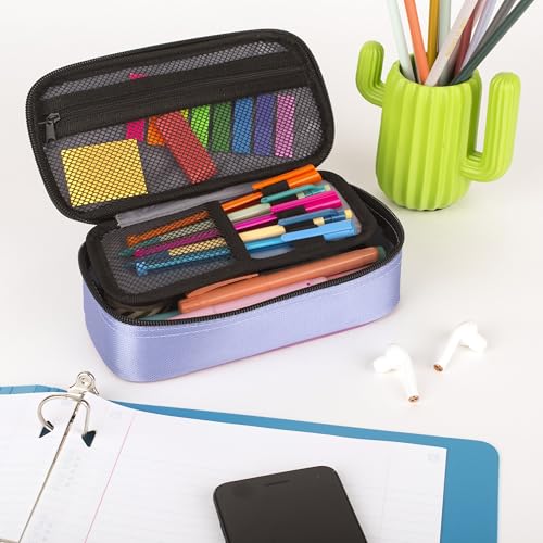 Five Star High-Capacity Pencil Pouch, 8.5" Lilac/Berry