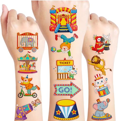 96 Circus Temporary Tattoos - Carnival Party Favors