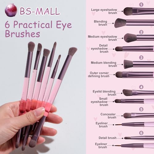 BS-MALL 6-Piece Double-Ended Makeup Brush Set - Portable & Versatile