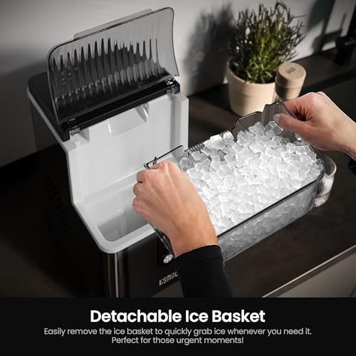 Kismile Portable Nugget Ice Maker - 35lbs/Day, Self-Cleaning
