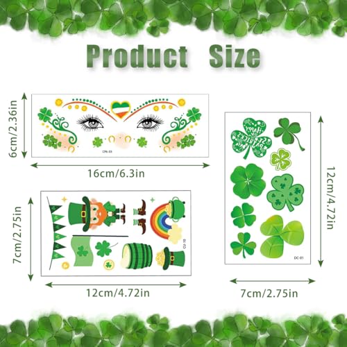 32 St Patrick's Day Temporary Tattoos - Shamrock & Clover Stickers